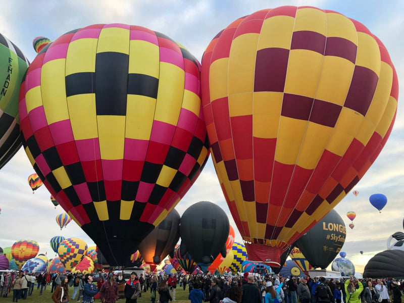 Hot air balloon floating over Kansas City