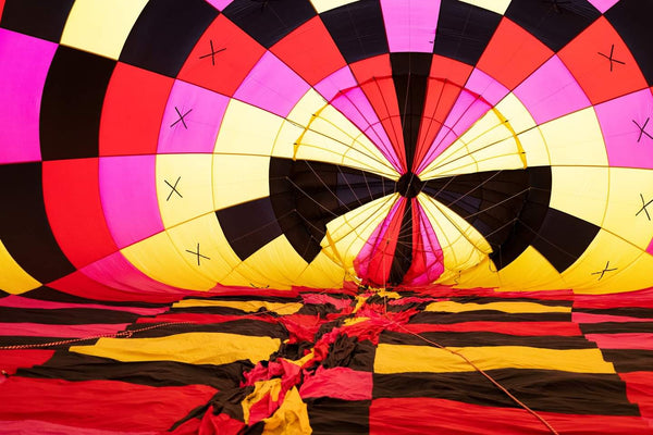 The inside of a hot air balloon during inflation